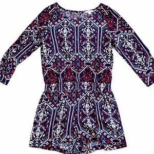 Ella Moss Navy Blue Red White Printed Romper